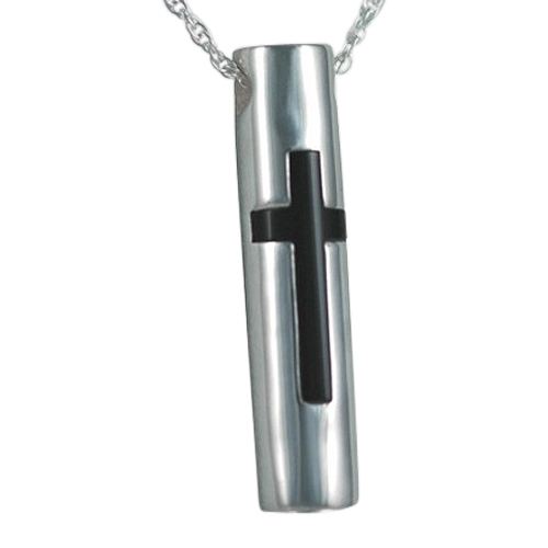 Cylinder with Cross Cremation Pendant